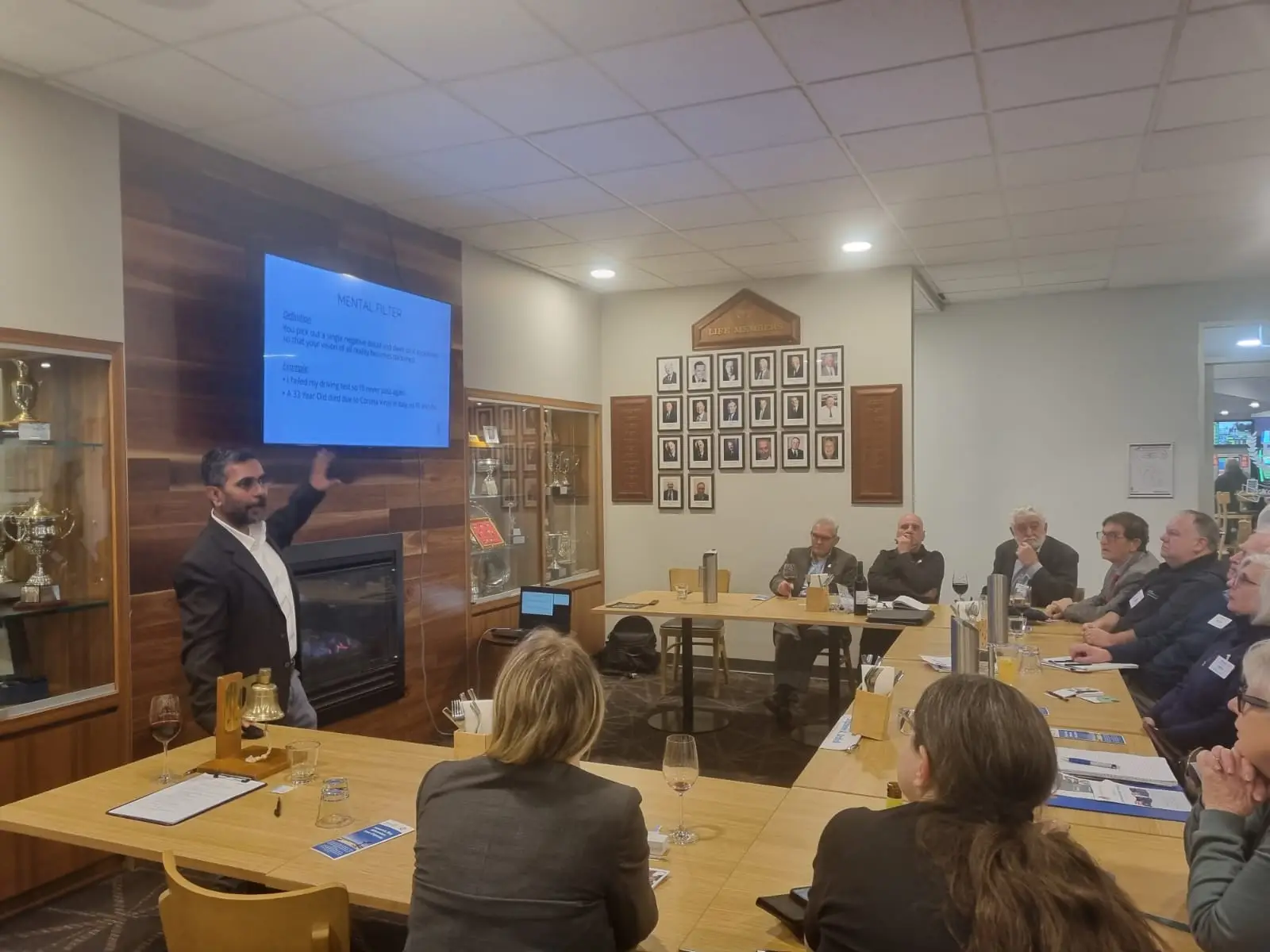 Mrugank Patel presenting a stress management workshop at Rotary Club of Altona City, Melbourne